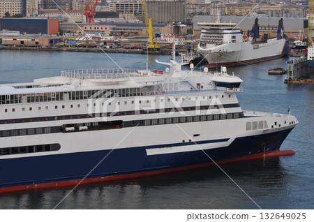 Naples cruise port, car ferry in the port in Italy Naples cruise port, car ferry in the port in Italy 132649025