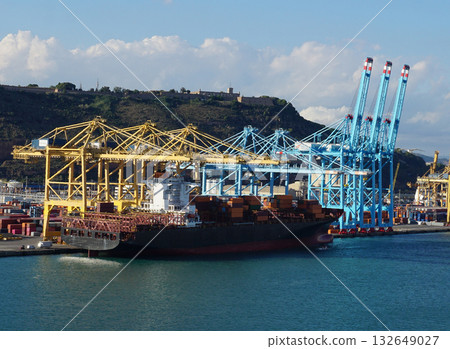 Barcelona, Spain - Cranes in the container terminal in port of Barcelona 132649027
