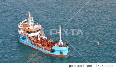 Small Tanker in the Port of Valletta, Malta 132649028
