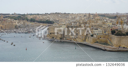 Valetta Malta Waterfront on the Grand Harbour 132649036
