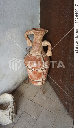 Old Ceramic Rustic Terracotta Pottery Jug 132649047