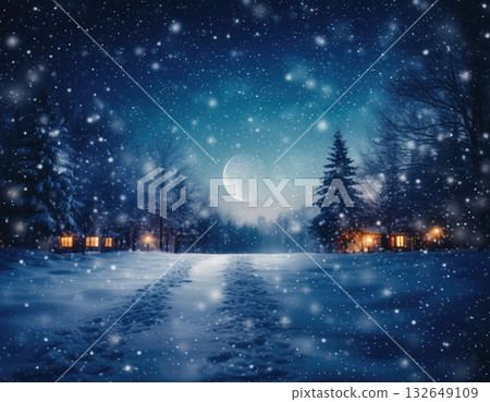 Fantastic snowy forest landscape 132649109