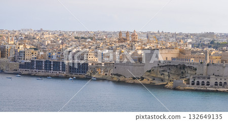 Beautiful view of Valletta with Saint Angelo Fortress, capital city of Malta 132649135