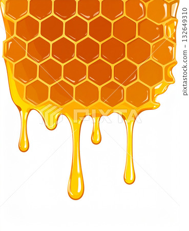 The delicious golden honey drips from the honeycomb structure, melting in your mouth. The delicious golden honey drips from the honeycomb structure, melting in your mouth. 132649310