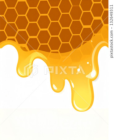 香甜的金黃色蜂蜜從蜂巢中滴落，入口即化。 132649311