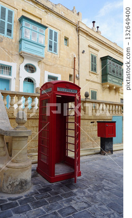 British red telephone booth in Valletta, Malta. British red telephone booth in Valletta, Malta. 132649400