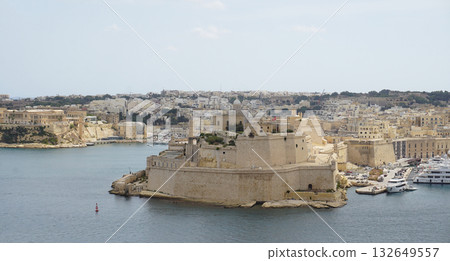 Beautiful view of Valletta with Saint Angelo Fortress, capital city of Malta 132649557