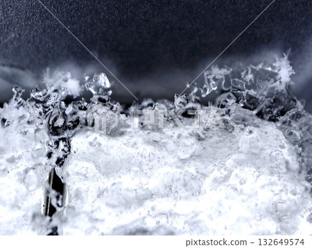 Powdery Snow Surface Macro Texture with Soft Blue Tones 132649574