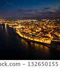 Aerial view of the old town of Monopoli in the Apulia region of Italy at night 132650155