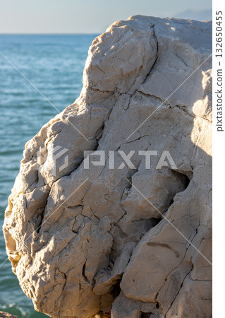 Detail of natural boulders - breakwaters, Greece Detail of natural boulders - breakwaters, Greece 132650455