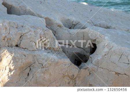 Detail of natural boulders - breakwaters, Greece Detail of natural boulders - breakwaters, Greece 132650456
