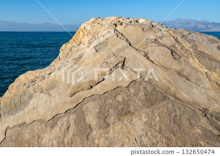 Detail of natural boulders - breakwaters, Greece 132650474