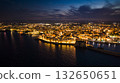 Night view of the illuminated old town, port and castle in Monopoli, Italy, from above 132650651
