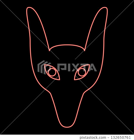 Neon head jackal red color vector illustration image flat style 132650761