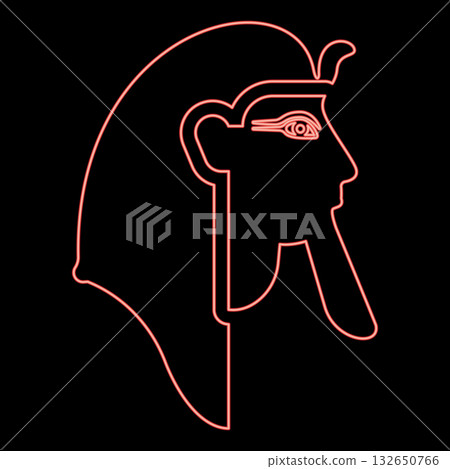 Neon head pharaoh cop faro mask red color vector illustration image flat style Neon head pharaoh cop faro mask red color vector illustration image flat style 132650766