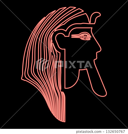 Neon head pharaoh cop faro mask red color vector illustration image flat style Neon head pharaoh cop faro mask red color vector illustration image flat style 132650767