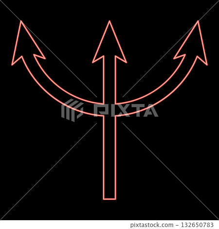 Neon trident Neptune red color vector illustration image flat style 132650783