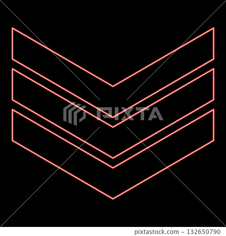Neon army chevron military rank insignia badge symbol sign petty officer red color vector illustration image flat style Neon army chevron military rank insignia badge symbol sign petty officer red color vector illustration image flat style 132650790