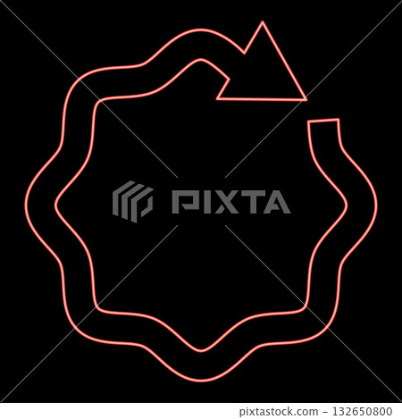 Neon wavy arrow on circle red color vector illustration image flat style Neon wavy arrow on circle red color vector illustration image flat style 132650800
