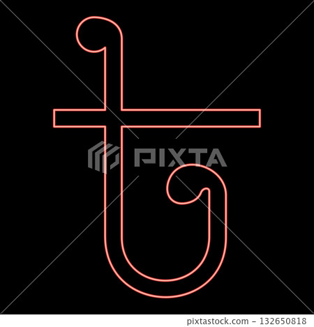Neon symbol Taka Bangladeshi currency sign red color vector illustration image flat style 132650818