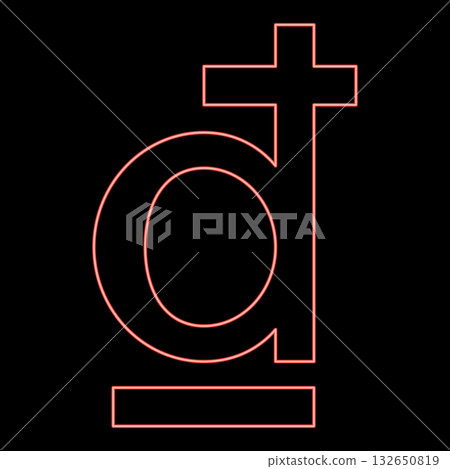 Neon symbol dong sign vietnamese currency red color vector illustration image flat style 132650819