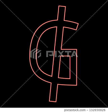 Neon symbol sign of Guarani Paraguay's official currency Paraguay money red color vector illustration image flat style Neon symbol sign of Guarani Paraguay's official currency Paraguay money red color vector illustration image flat style 132650826