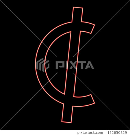 Neon sedi symbol sign Ghana currency money red color vector illustration image flat style 132650829