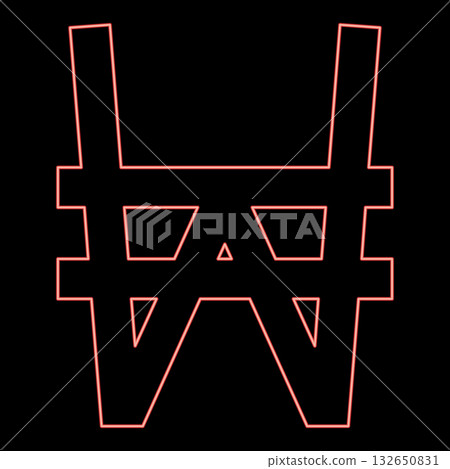 Neon south Korean won currency symbol sign red color vector illustration image flat style 132650831