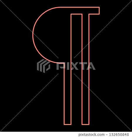 Neon paragraph sign Editable pilcrow text symbol typing element red color vector illustration image flat style 132650848