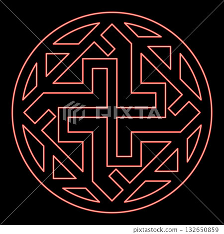 Neon valkyrie symbol sign slavic pagan red color vector illustration image flat style 132650859