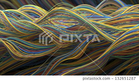 Interwoven luminous threads forming complex patterns. 132651287