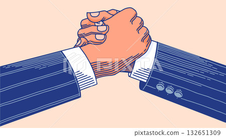 Handshake between two businessmen after negotiations or agreement. Deal concept, for finance company 132651309