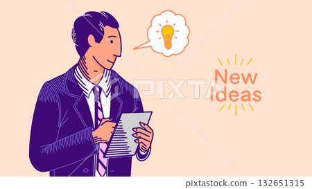 A businessman in a suit with creative idea. Creative thinking concept for your bank, finance company A businessman in a suit with creative idea. Creative thinking concept for your bank, finance company 132651315