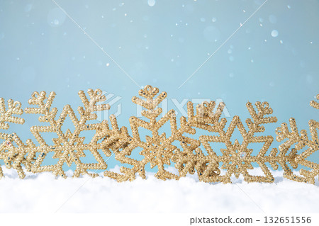 Sophisticated shimmering gold glitter snowflake edging enhancing elegant winter holiday corporate Sophisticated shimmering gold glitter snowflake edging enhancing elegant winter holiday corporate 132651556