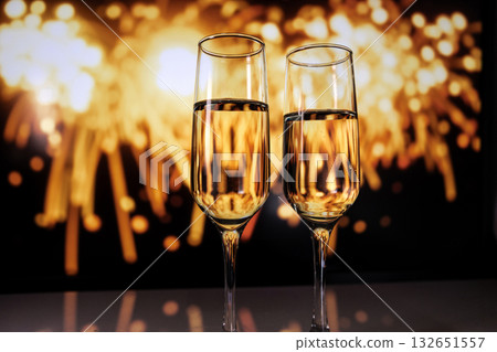Corporate celebration with sparkling drinks, Festive atmosphere highlighting achievement and success 132651557
