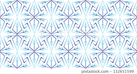 Winter geometry seamless pattern with snowflakes. Blue white Christmas background of snowflakes. Magical melting gradient 132651599