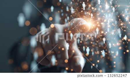 Futuristic Corporate Collaboration with Digital Network Visualization 132652247