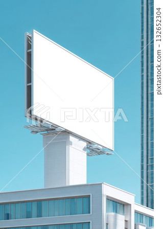 Minimalist Billboard Mockup on Modern Building in Bright Daylight 132652304