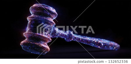 Futuristic Holographic Gavel Depicting Sci-Fi Justice System Futuristic Holographic Gavel Depicting Sci-Fi Justice System 132652336