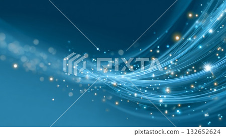Abstract Christmas background with curved blue light and sparkling elements for festive design 132652624