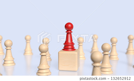 The Red chess for Leader concept 3d Rendering. 132652912