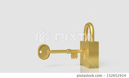 The Gold key and master for security concept 3d Rendering. 132652914