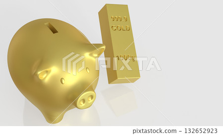 The Piggy Bank and Gold Bar for Business concept 3d Rendering. The Piggy Bank and Gold Bar for Business concept 3d Rendering. 132652923