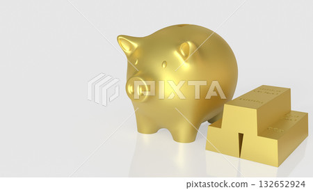 The Piggy Bank and Gold Bar for Business concept 3d Rendering. The Piggy Bank and Gold Bar for Business concept 3d Rendering. 132652924