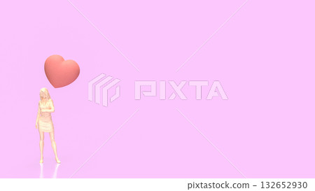 The Woman and Pink Heart for Love or Health concept 3d Rendering. The Woman and Pink Heart for Love or Health concept 3d Rendering. 132652930