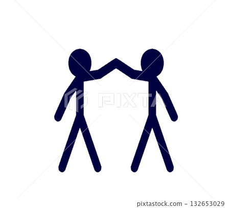 Two stick figures joining hands in solidarity  132653029