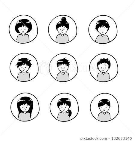 Monochrome illustration of a simple face icon 132653140