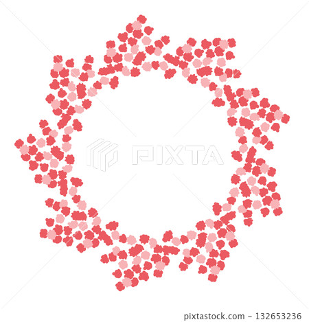 Round floral frame with red tiny flowers and space for text Round floral frame with red tiny flowers and space for text 132653236