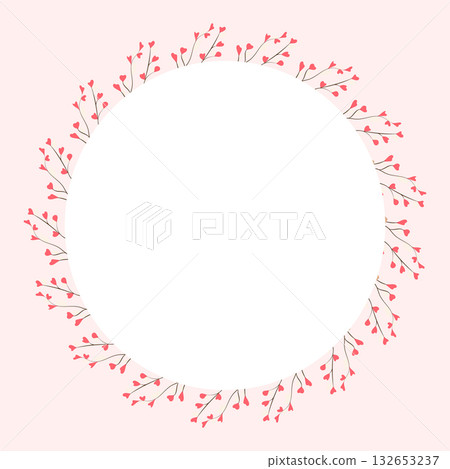 Round heart branch frame with space for text on pink background 132653237