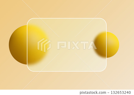Elegant minimalistic composition with frosted glass and bright yellow spheres. Eps 10 132653240